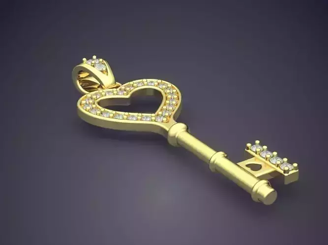 Key Shape Pendant With Diamonds CAD-5691