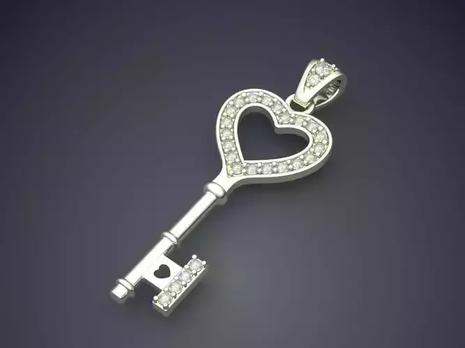 Key Shape Pendant With Diamonds CAD-5691