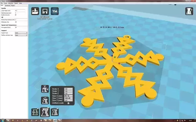 Snowflake on computer screen 3D print model