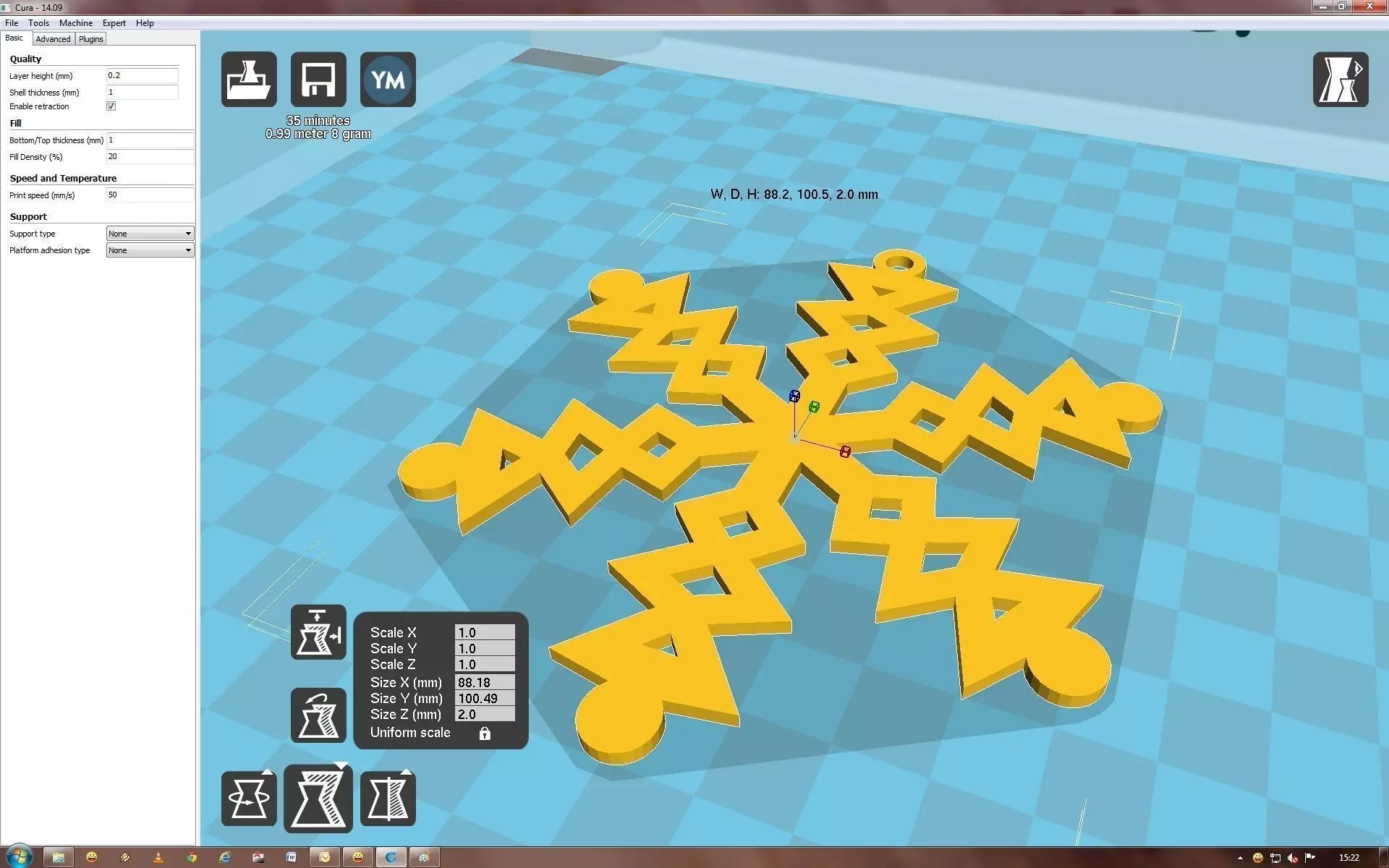 Snowflake on computer screen 3D print model_0