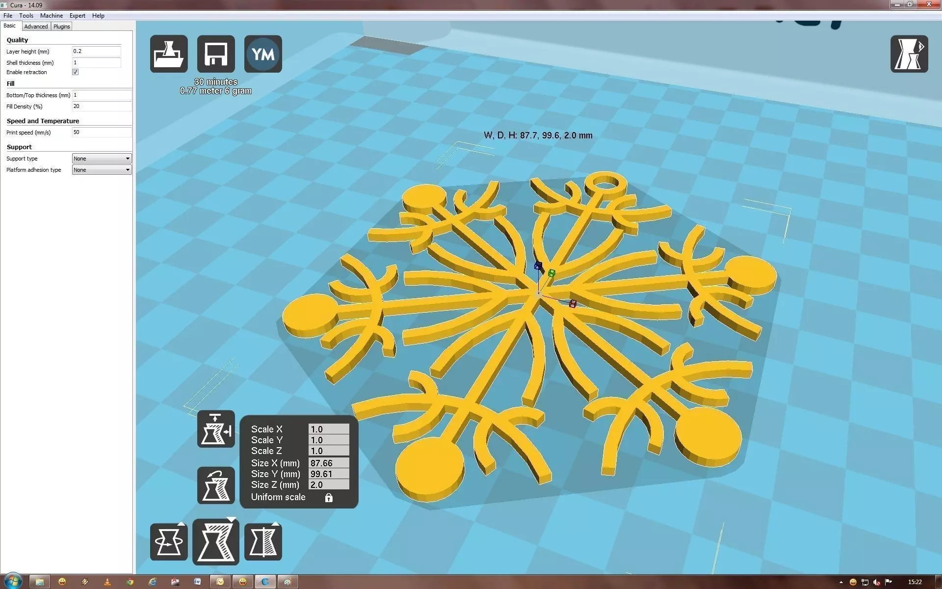 Snowflake on computer screen 3D print model_0