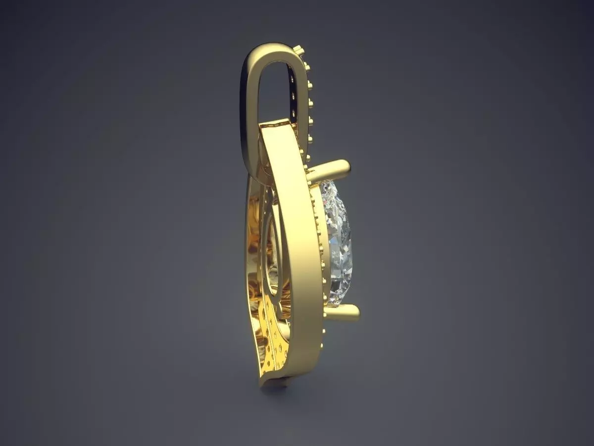 Pendant With Big Diamond In The Middle And Tiny Diamonds On S... 3D print model_3