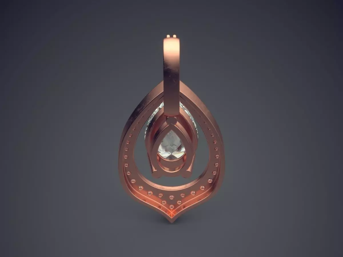 Pendant With Big Diamond In The Middle And Tiny Diamonds On S... 3D print model_2