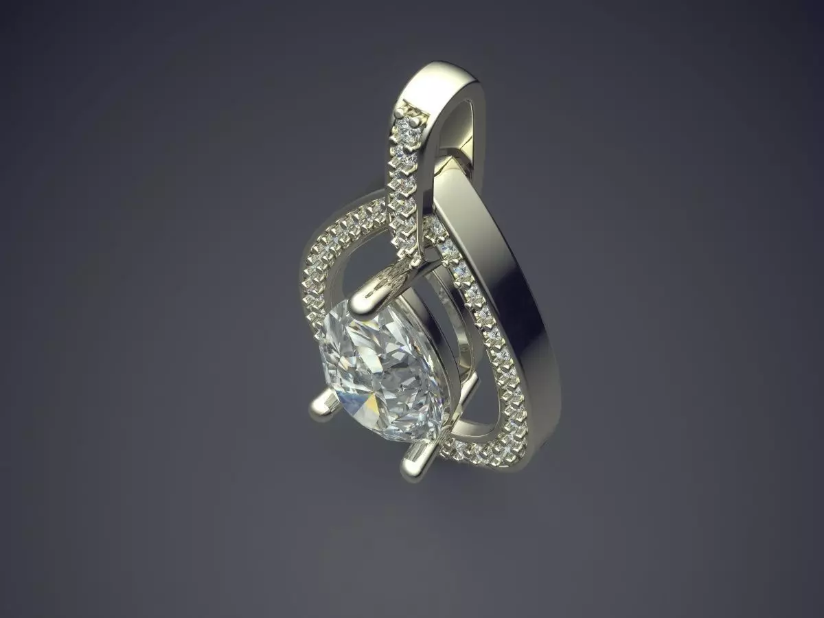 Pendant With Big Diamond In The Middle And Tiny Diamonds On S... 3D print model_1