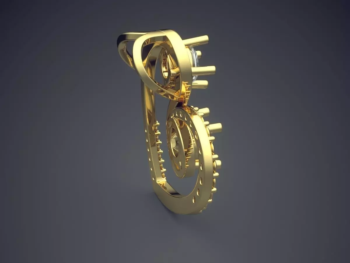 Heart Shaped Pendant With Two Diamonds CAD 5673 3D print model_3