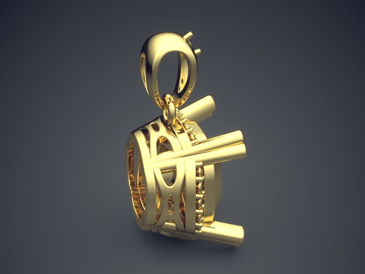 Small Pendant With Square Ornament CAD 5669 3D print model_3