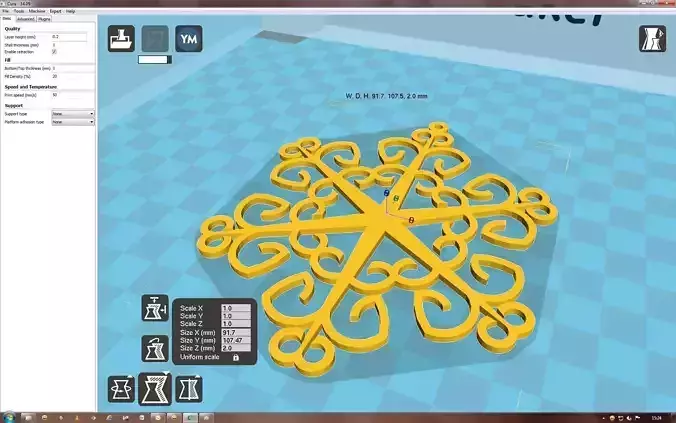 Snowflake on computer screen 3D print model