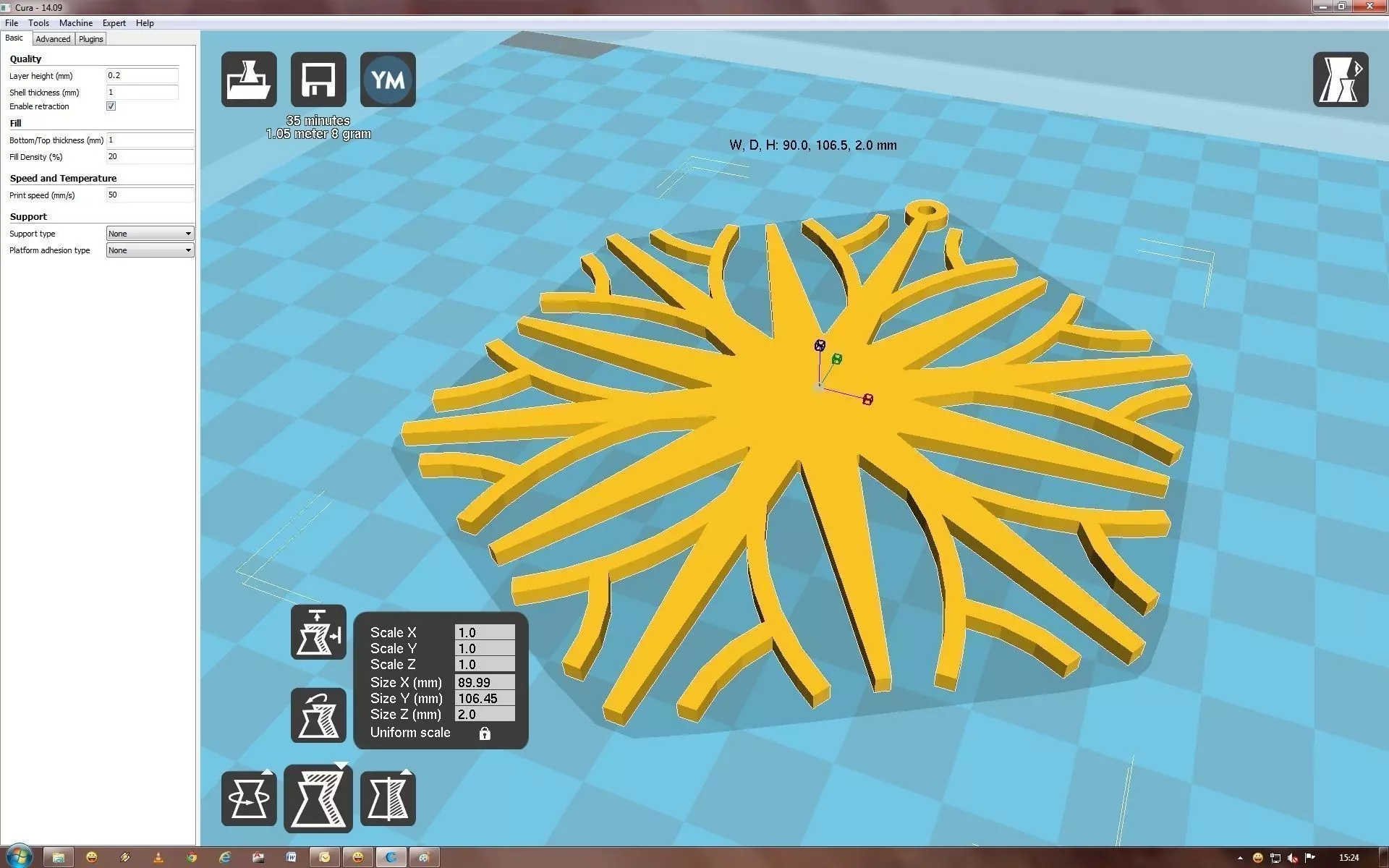 Snowflake on computer screen 3D print model_0