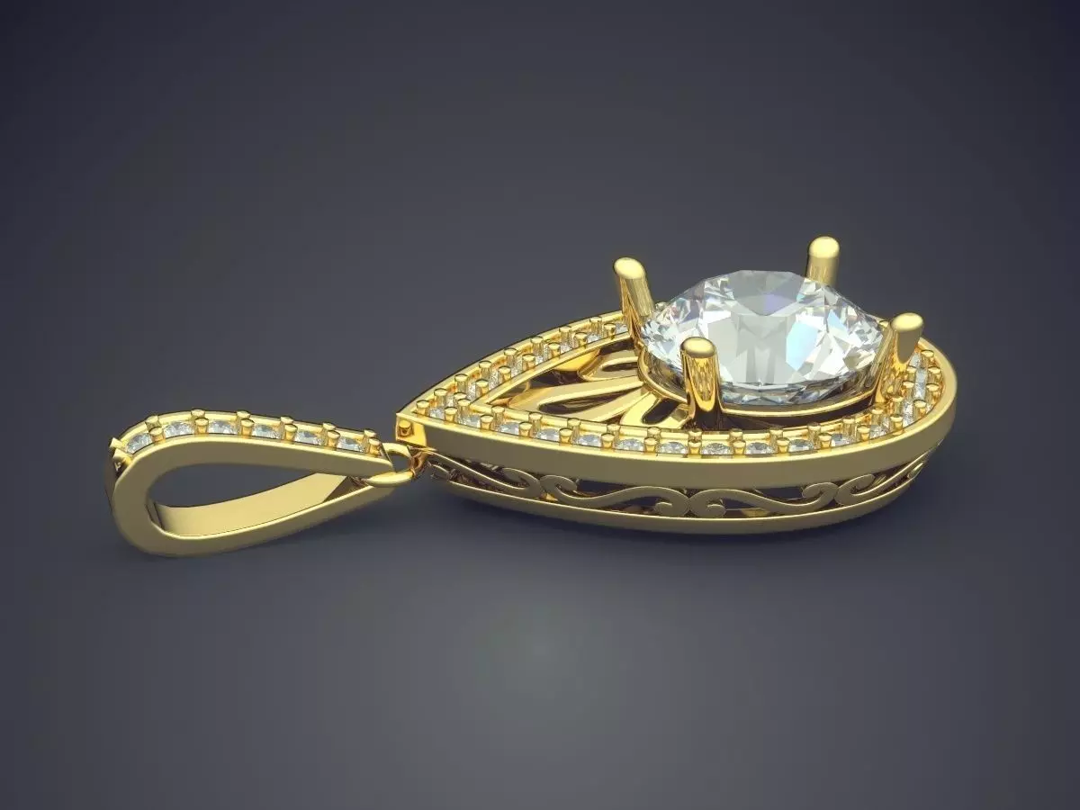Luxurious Pendant With Diamonds CAD-5664 3D print model_3