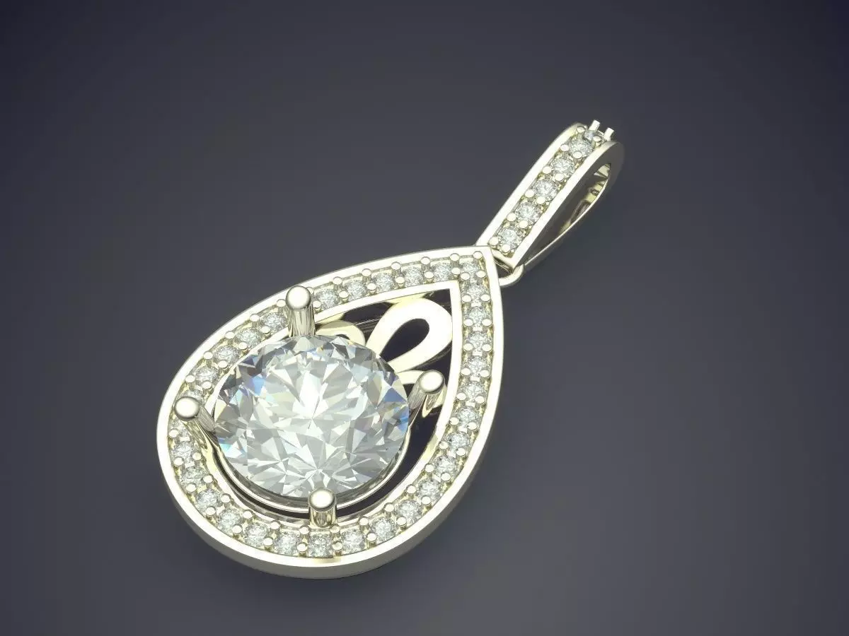 Luxurious Pendant With Diamonds CAD-5664 3D print model_1