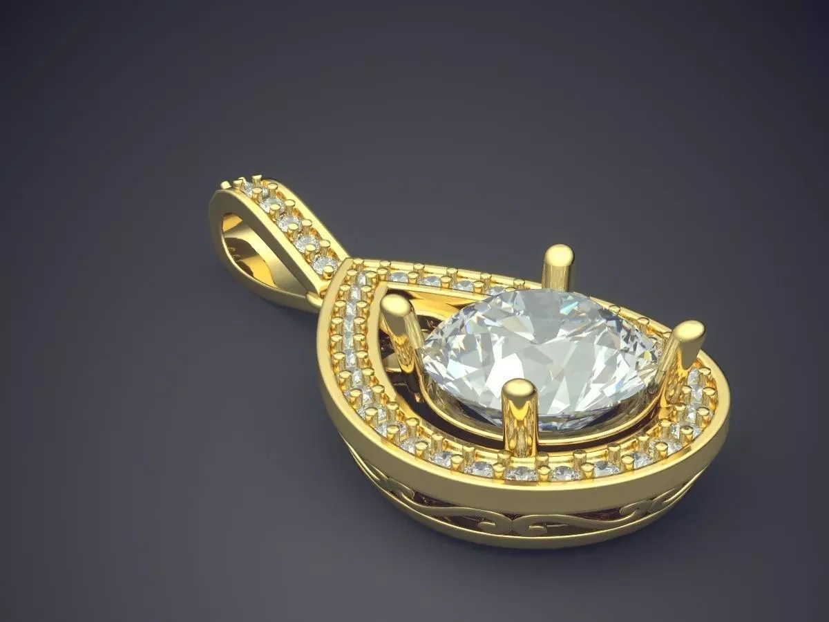 Luxurious Pendant With Diamonds CAD-5664 3D print model_0