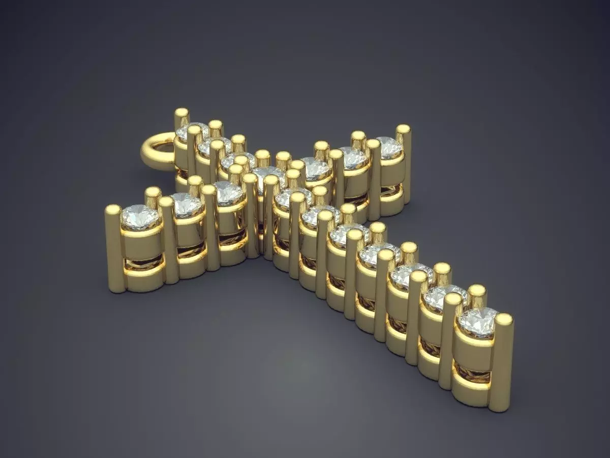 Cross Pendant with Diamonds CAD-5653 3D print model_0