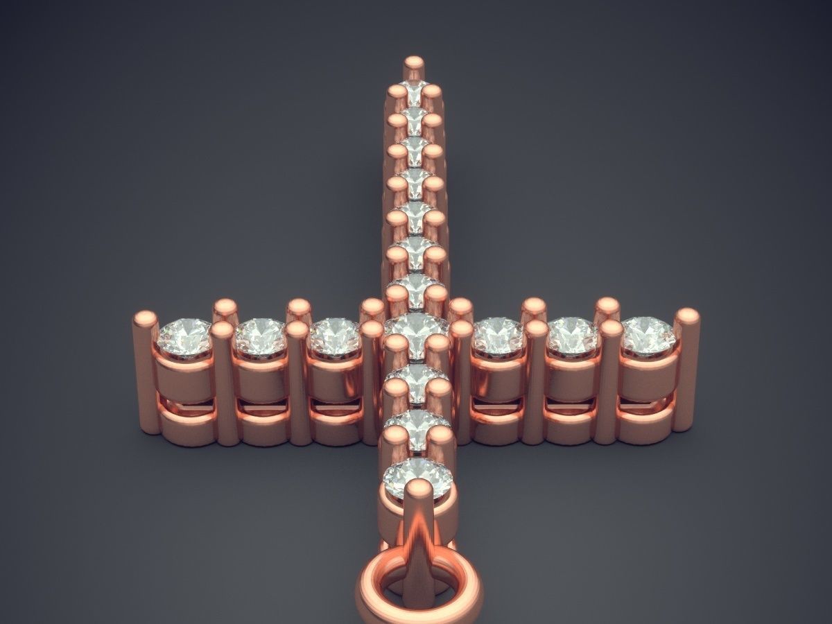 Cross Pendant with Diamonds CAD-5653 3D print model_2
