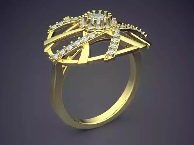 Unique Ring With Diamonds CAD-5646 3D print model