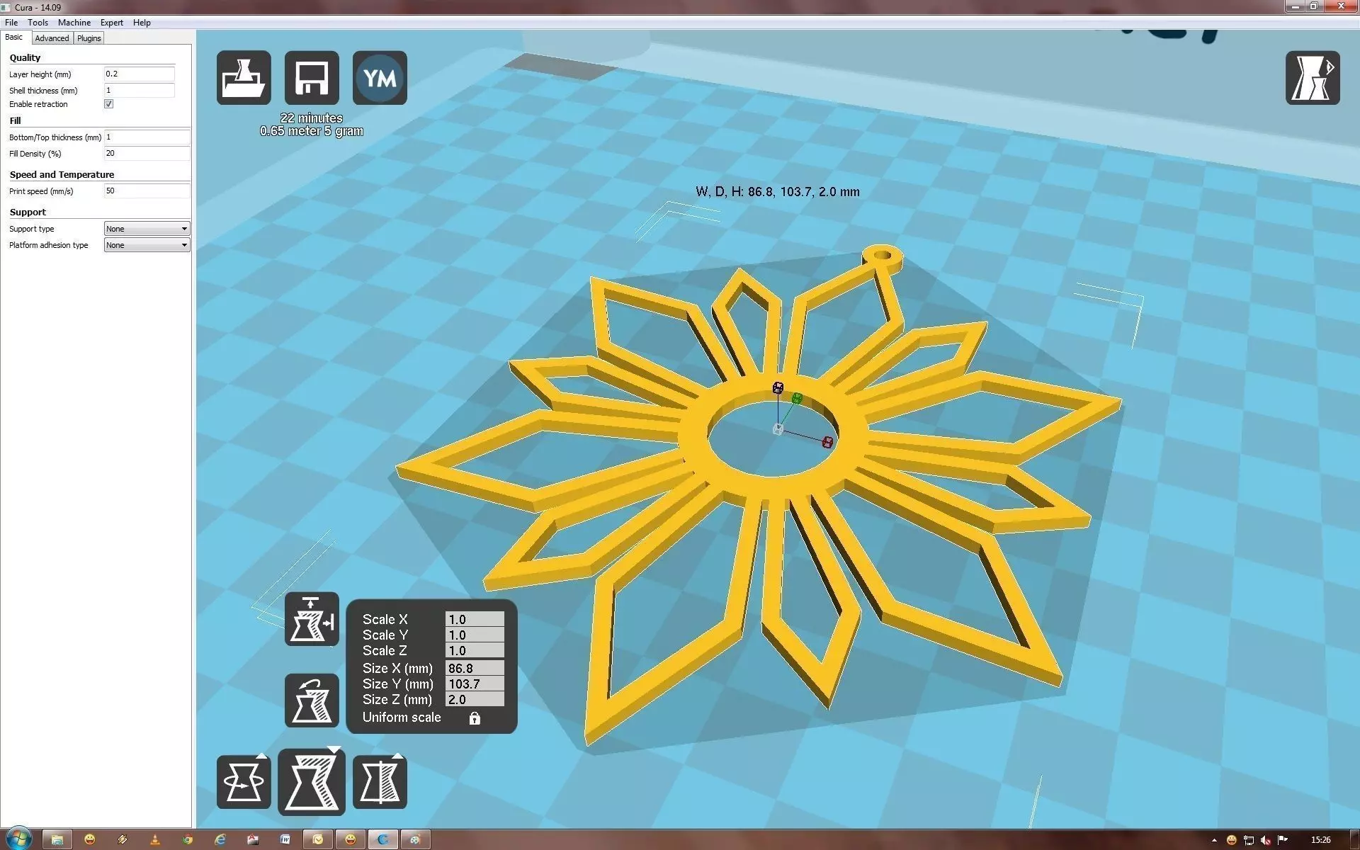 Snowflake computer screen showing sun 3D print model_0