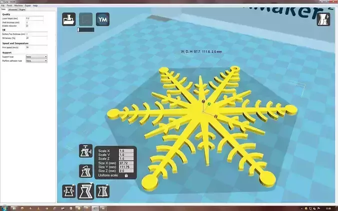 Snowflake on computer screen 3D print model