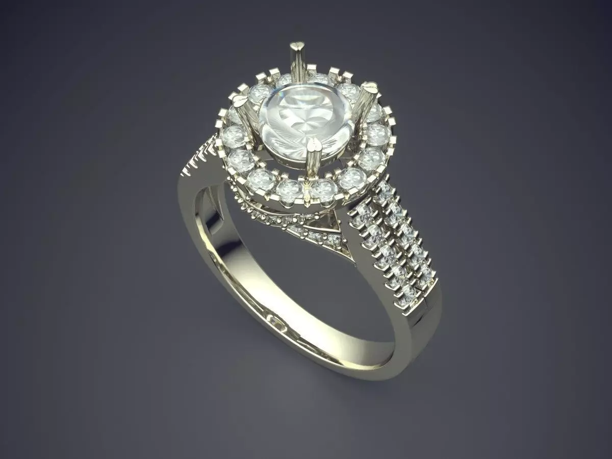 Luxurious Ring With Diamonds CAD-5624 3D print model_1