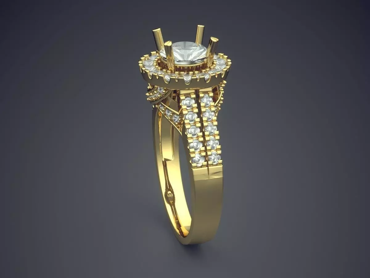 Luxurious Ring With Diamonds CAD-5624 3D print model_3