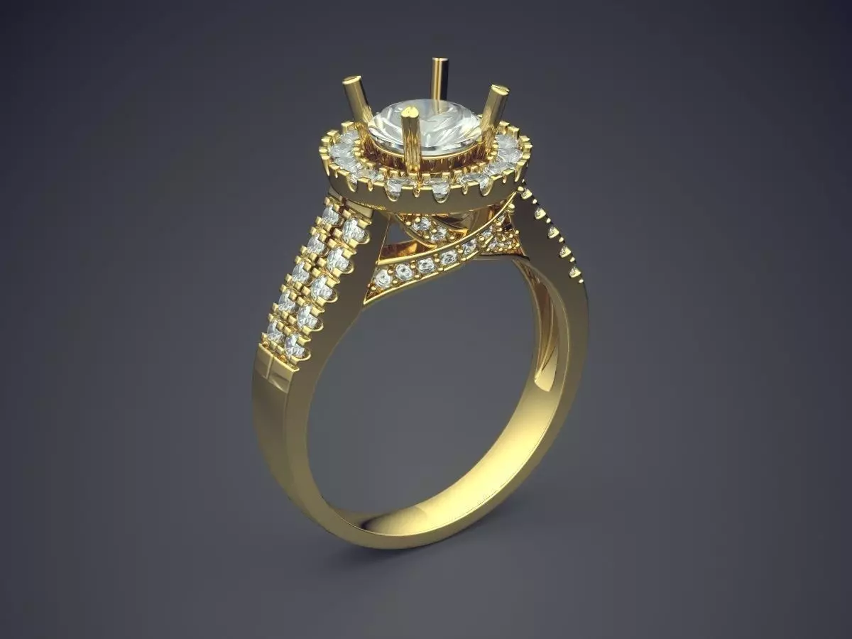 Luxurious Ring With Diamonds CAD-5624 3D print model_0