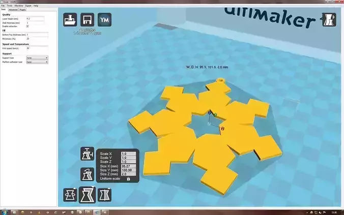 Snowflake computer screen showing room 3D print model