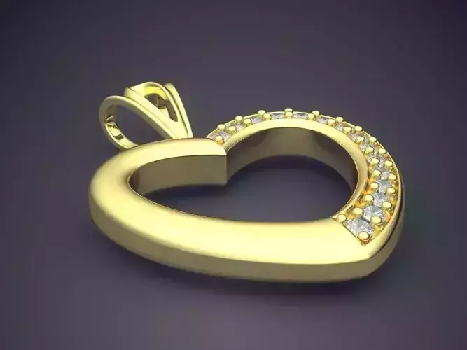 Heart Shape Pendant With Diamonds CAD-5616 3D print model
