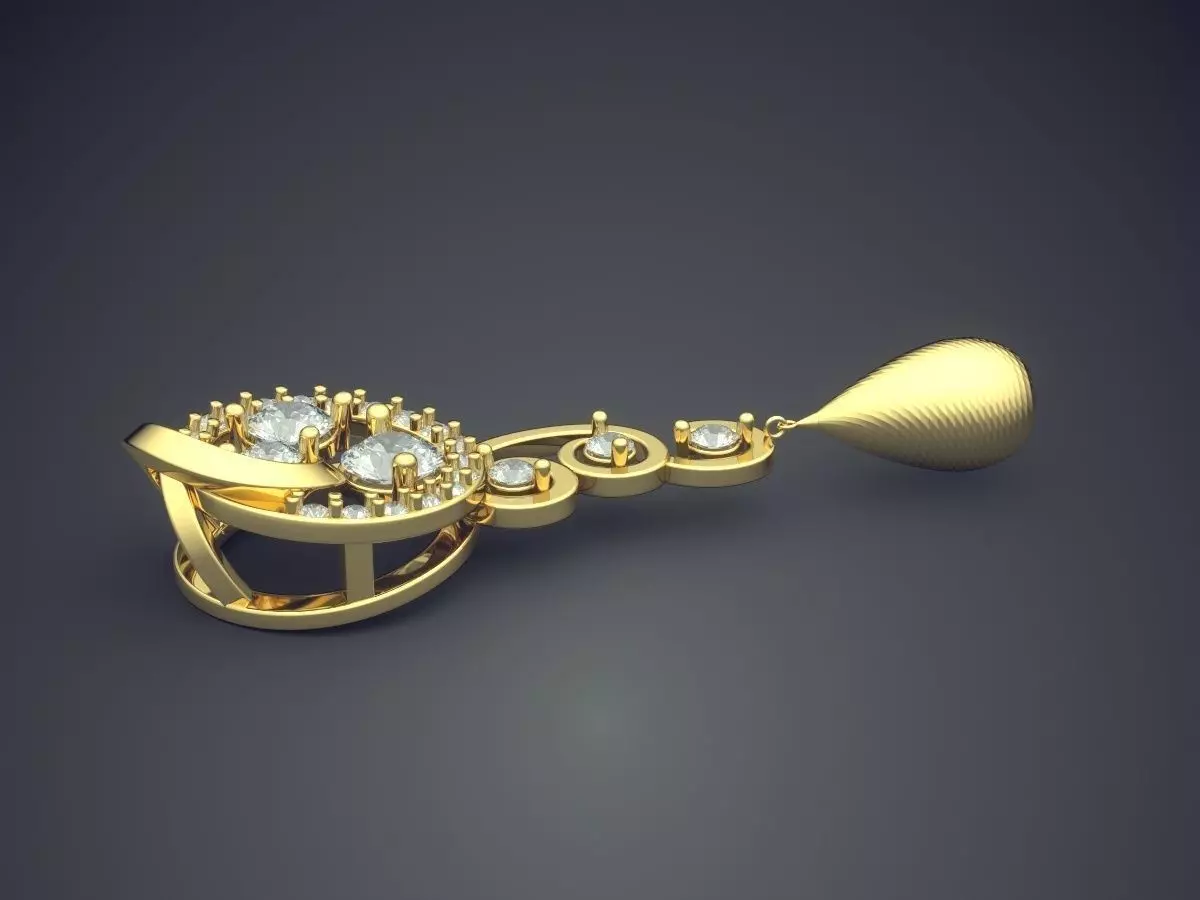 Pendant With Diamonds CAD-5618 3D print model_3
