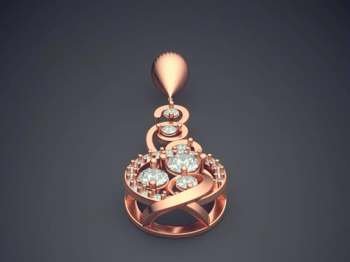 Pendant With Diamonds CAD-5618 3D print model_2