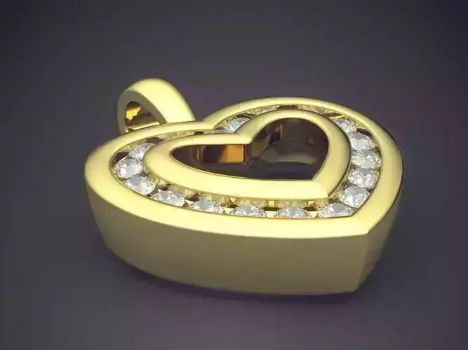 Heart Shape Pendant With Diamonds CAD-5612