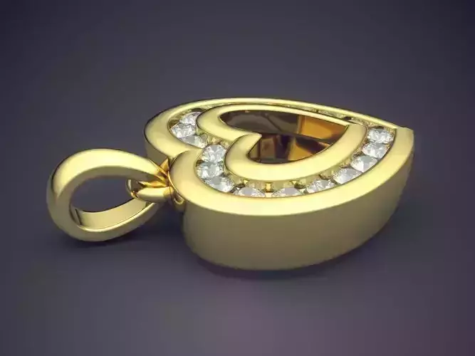 Heart Shape Pendant With Diamonds CAD-5612