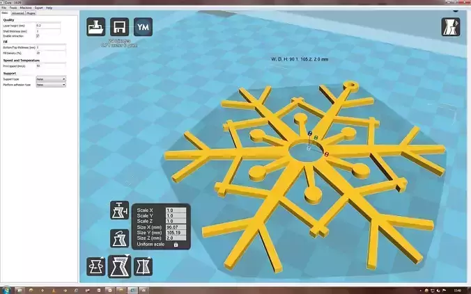 Snowflake on computer screen 3D print model