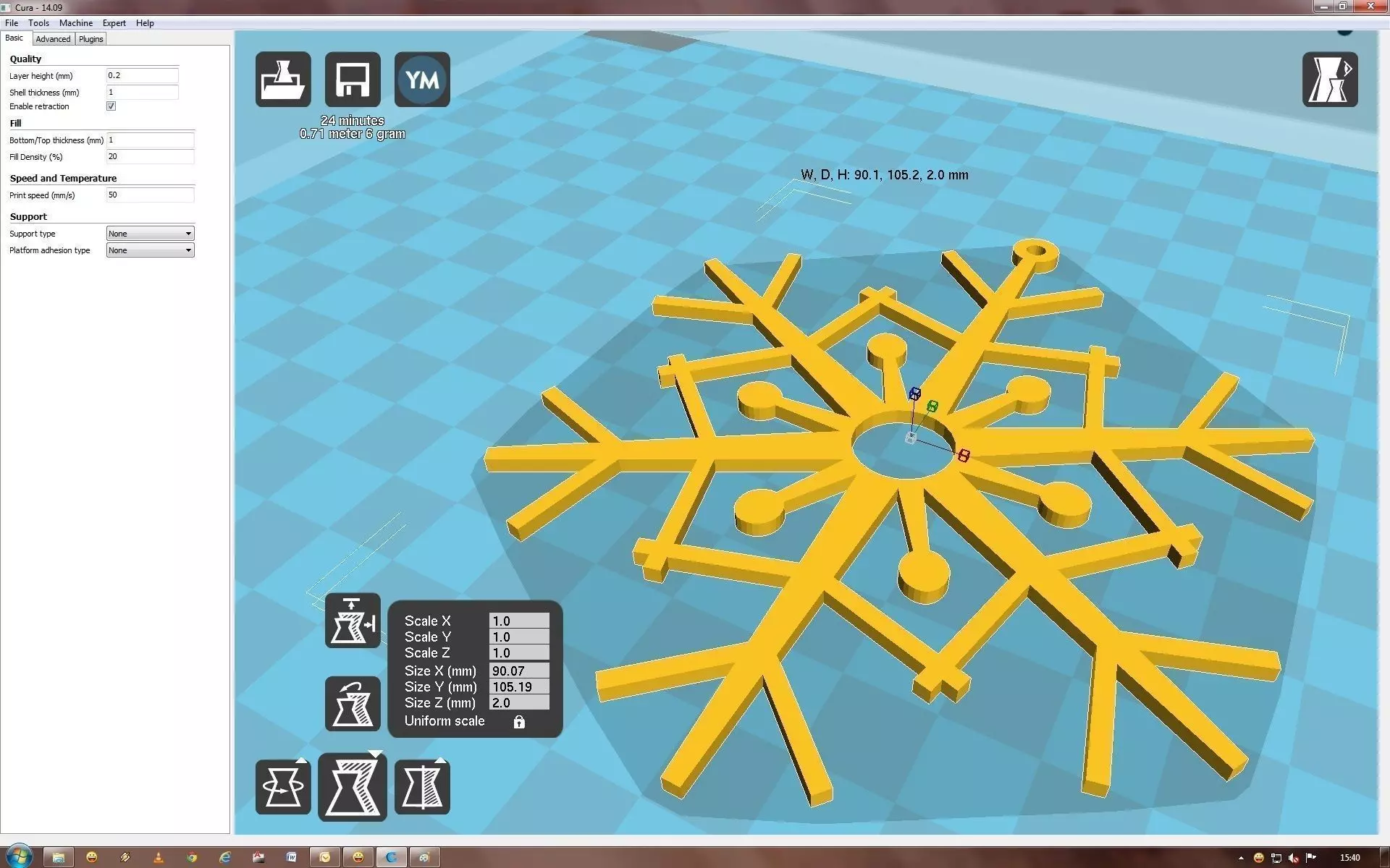 Snowflake on computer screen 3D print model_0