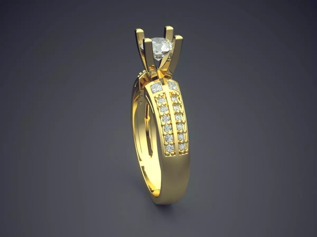 Ring With Diamonds CAD-5601 3D print model_3