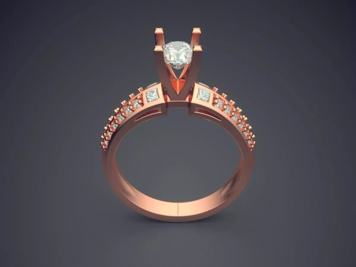 Ring With Diamonds CAD-5601 3D print model_2