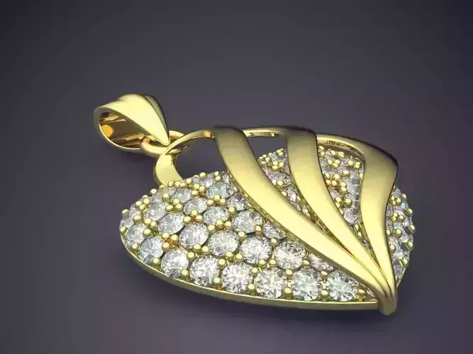 Heart Shape Pendant With Diamonds CAD-5597