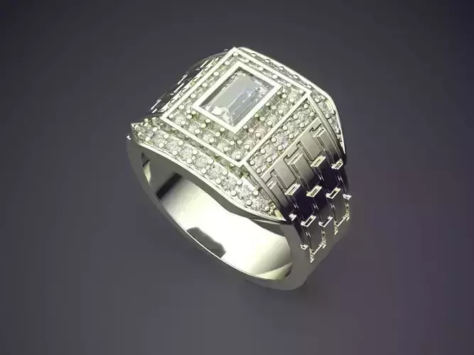 Thick Ring With Diamond CAD-5587