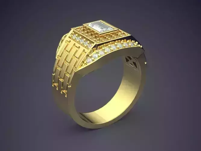 Thick Ring With Diamond CAD-5587 3D print model