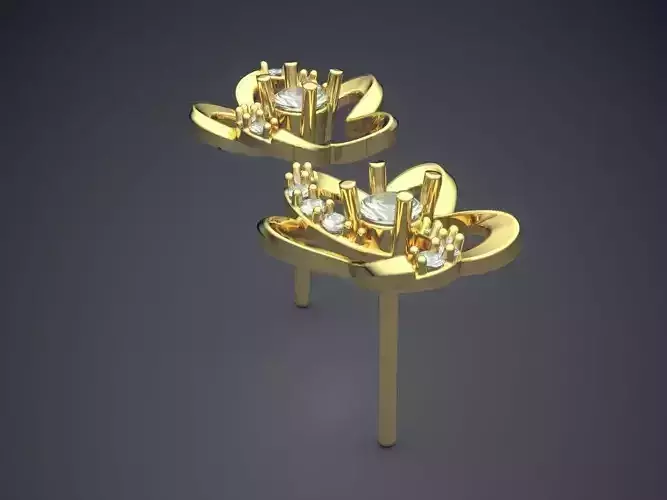 Small Flower Shaped Earrings With Small Diamonds CAD 5573