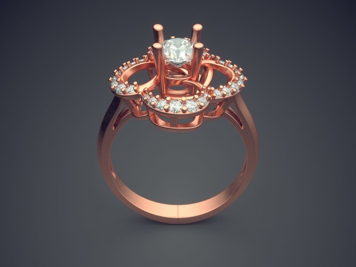 Engagement Ring With Diamonds CAD-5576 3D print model_2
