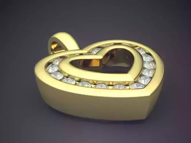 Heart Shape Pendant With Diamonds CAD-5566 3D print model