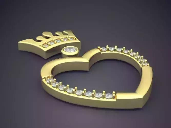 Heart And Crown Shape Brooches With Diamonds CAD-5562