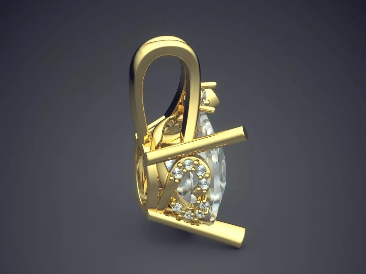 Pendant With Diamond CAD-5558 3D print model_3