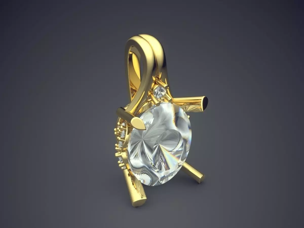 Pendant With Diamond CAD-5558 3D print model_0