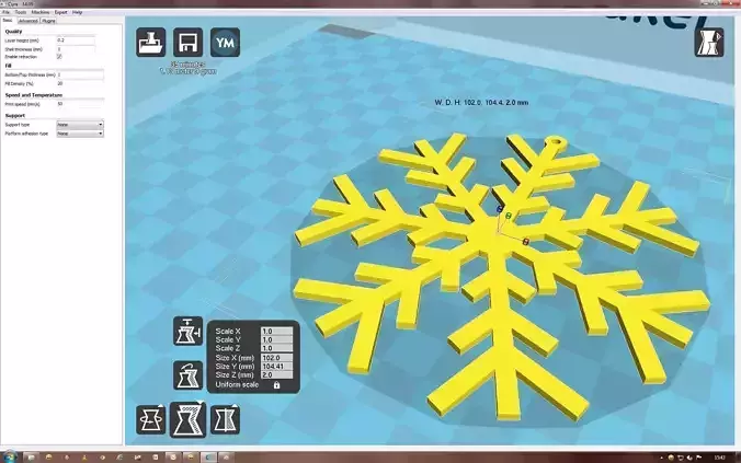 Snowflake on computer screen 3D print model
