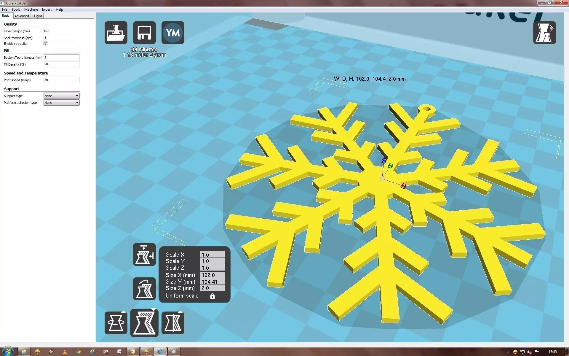 Snowflake on computer screen 3D print model_0