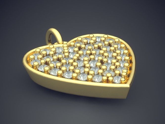Heart Shape Pendant With Diamonds CAD-5551 3D print model