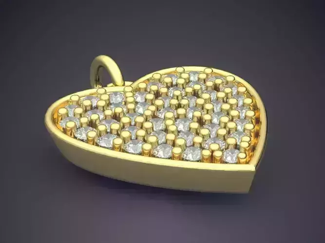 Heart Shape Pendant With Diamonds CAD-5551 3D print model