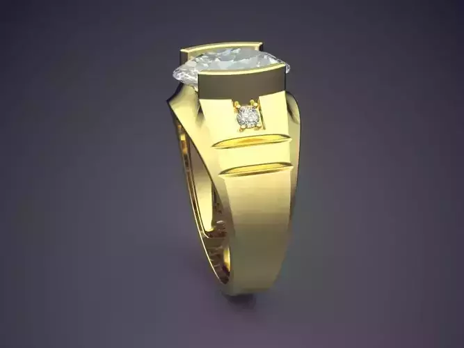 Thick Ring With Diamond CAD-5543
