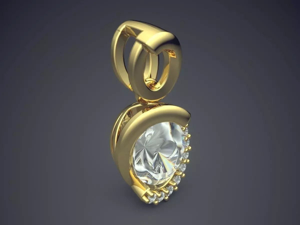 Pendant With Diamond CAD-5538 3D print model_0