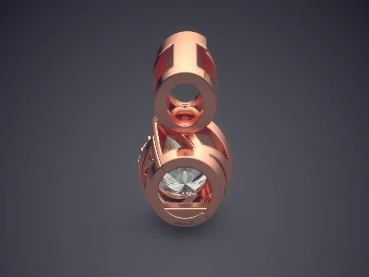 Pendant With Diamond CAD-5538 3D print model_2
