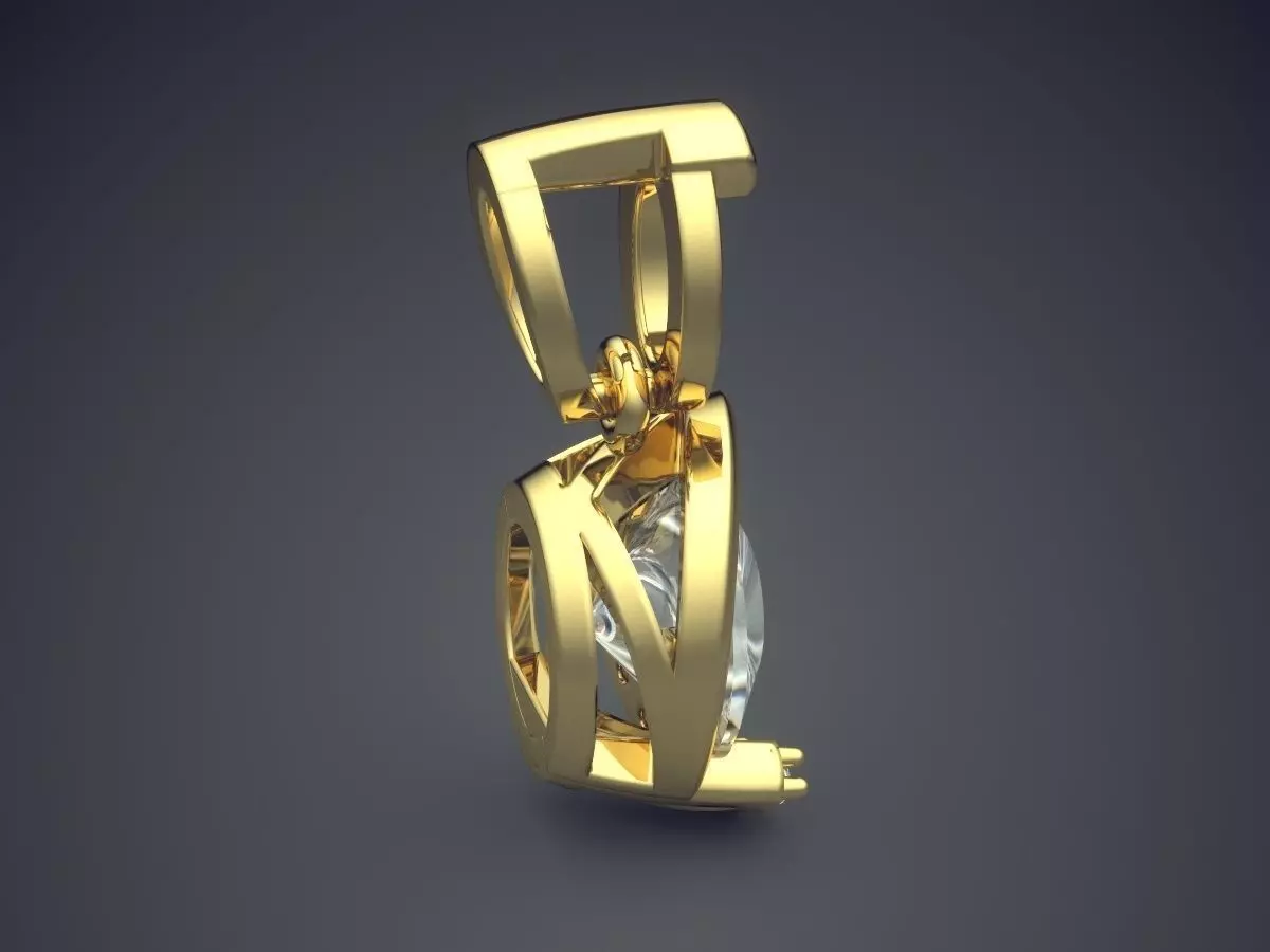 Pendant With Diamond CAD-5538 3D print model_3